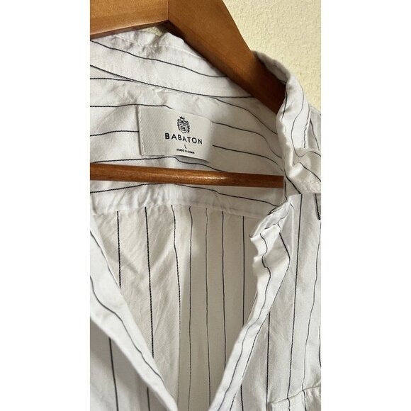 Babaton from Aritiza Women's White, Black Striped Button Up Blouse Size Large - Picture 1 of 4